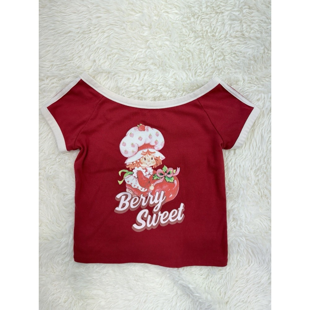 Hybrid Apparel Baby Tee Strawberry Shortcake Red Graphic Crop Top M Y2K